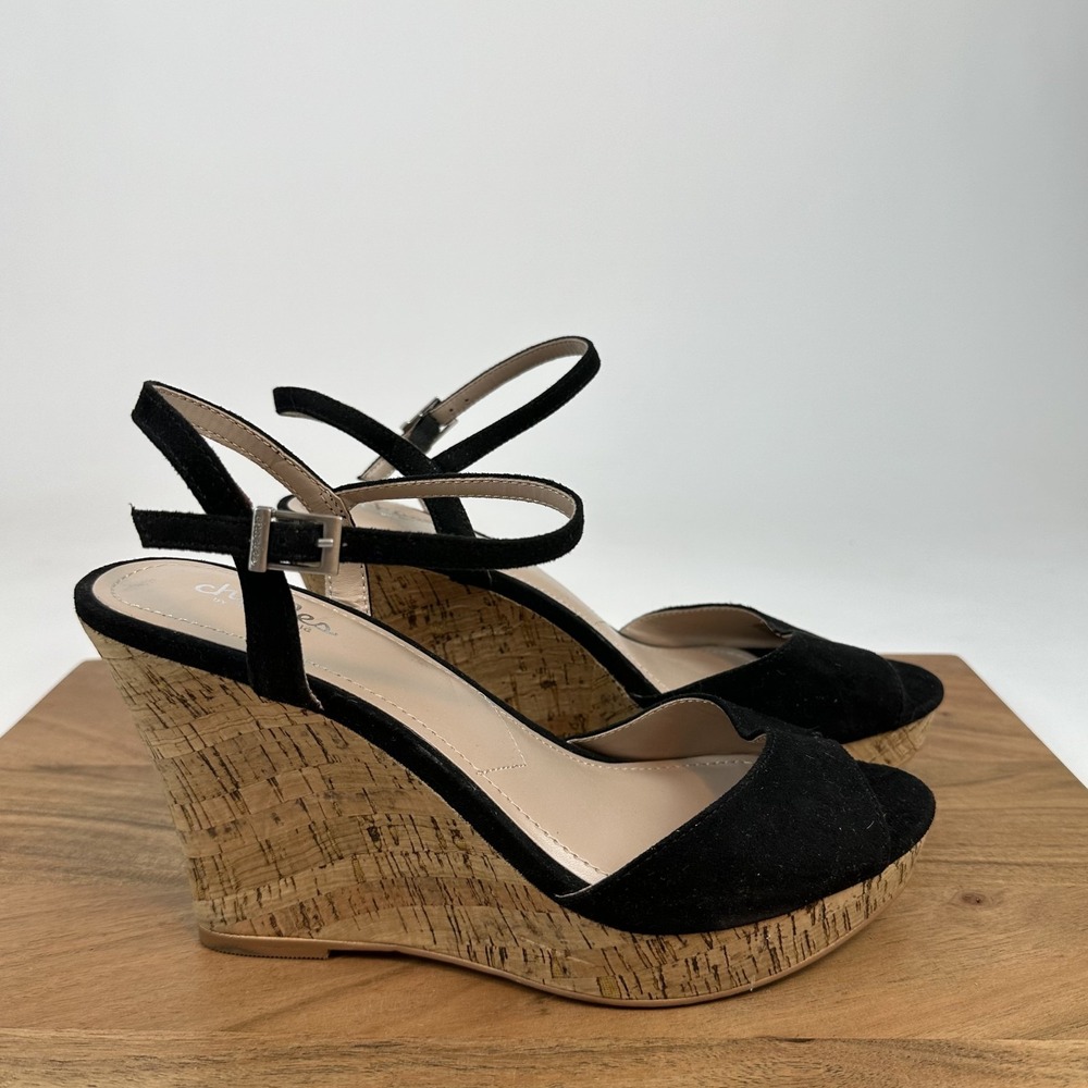 New Womens Charles By Charles David Lambert Black Platform Wedge Sandals Sz 10 M